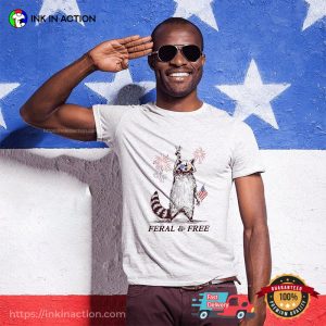 Patriotic Raccoon Feral And Free Shirt