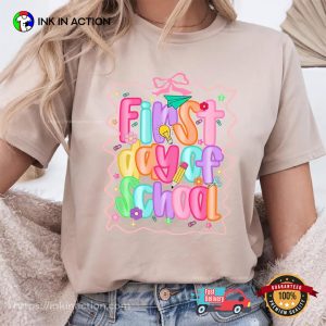 Preppy First Day Of School Coquette Teacher T shirt 1