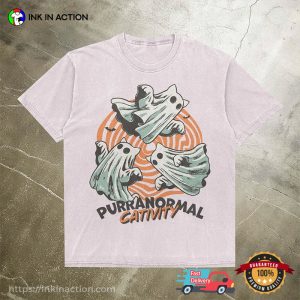 Purranormal Cativity Spooky Ghost Cat Comfort Colors T-shirt