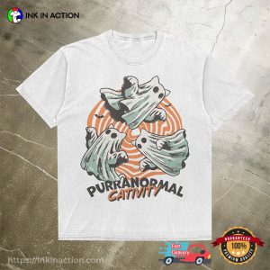 Purranormal Cativity Spooky Ghost Cat Comfort Colors T shirt 2