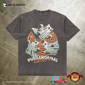 Purranormal Cativity Spooky Ghost Cat Comfort Colors T shirt 3