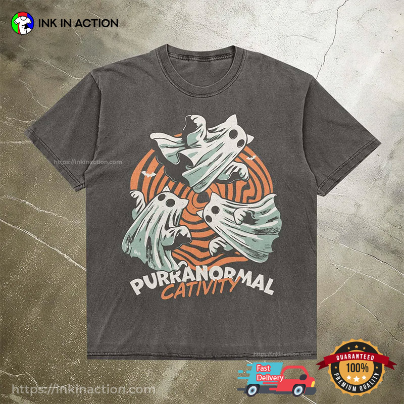Purranormal Cativity Spooky Ghost Cat Comfort Colors T-shirt Purranormal Cativity Spooky Ghost Cat Comfort Colors T-shirt
