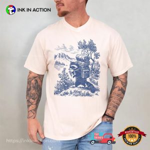 Raccoon Hiking Cute Funny Nature T shirt 1