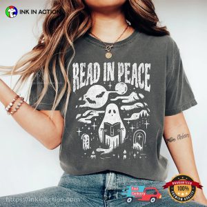 Read In Peace Halloween Ghost Read A Book Comfort Colors Tee