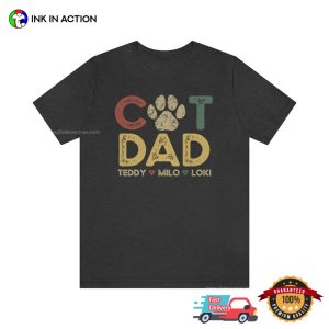 Retro Cat Dad Personalized Gift for Cat Father T shirt 2