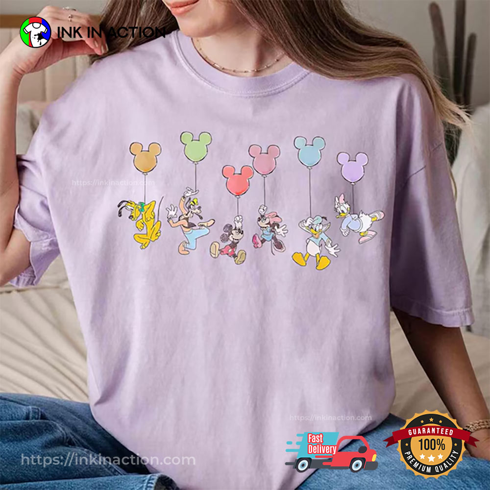 Retro Disney Mickey And Co Balloon Comfort Color Tee