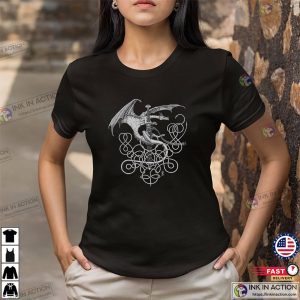 Silver Dragon Celtic Norse Medieval Fantasy Art T-shirt