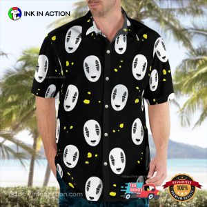 Spirited Away No Face Black Button Up Hawaiian Shirt