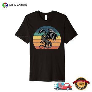Vintage Black Dragon Medieval Fantasy T-shirt