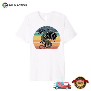 Vintage Black Dragon Medieval Fantasy T shirt 2