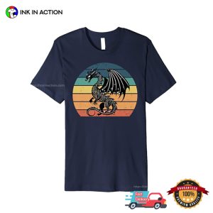 Vintage Black Dragon Medieval Fantasy T shirt 3