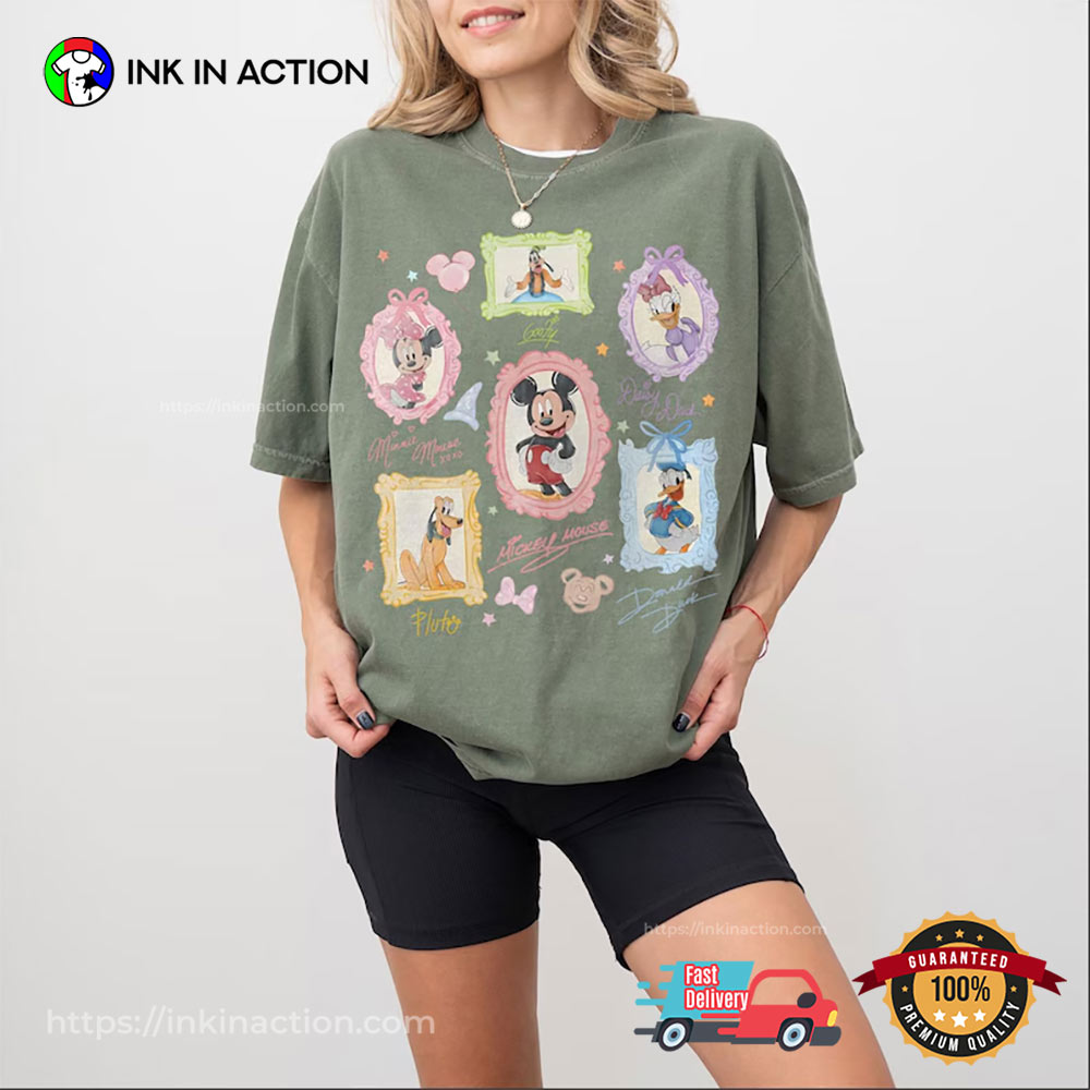 Vintage Disney Friends Minnie Donald Goofy Pluto Comfort Colors Tee