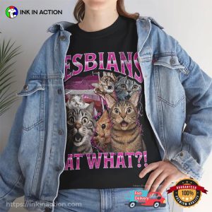 Vintage Lesbians Eat What Cute Surprised Cats Shirt