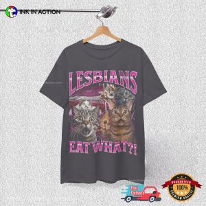 Vintage Lesbians Eat What Cute surprised Cats Shirt 3