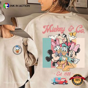 Custom Vintage Mickey And Co Est 1928 Checkered 2 Sided Shirt