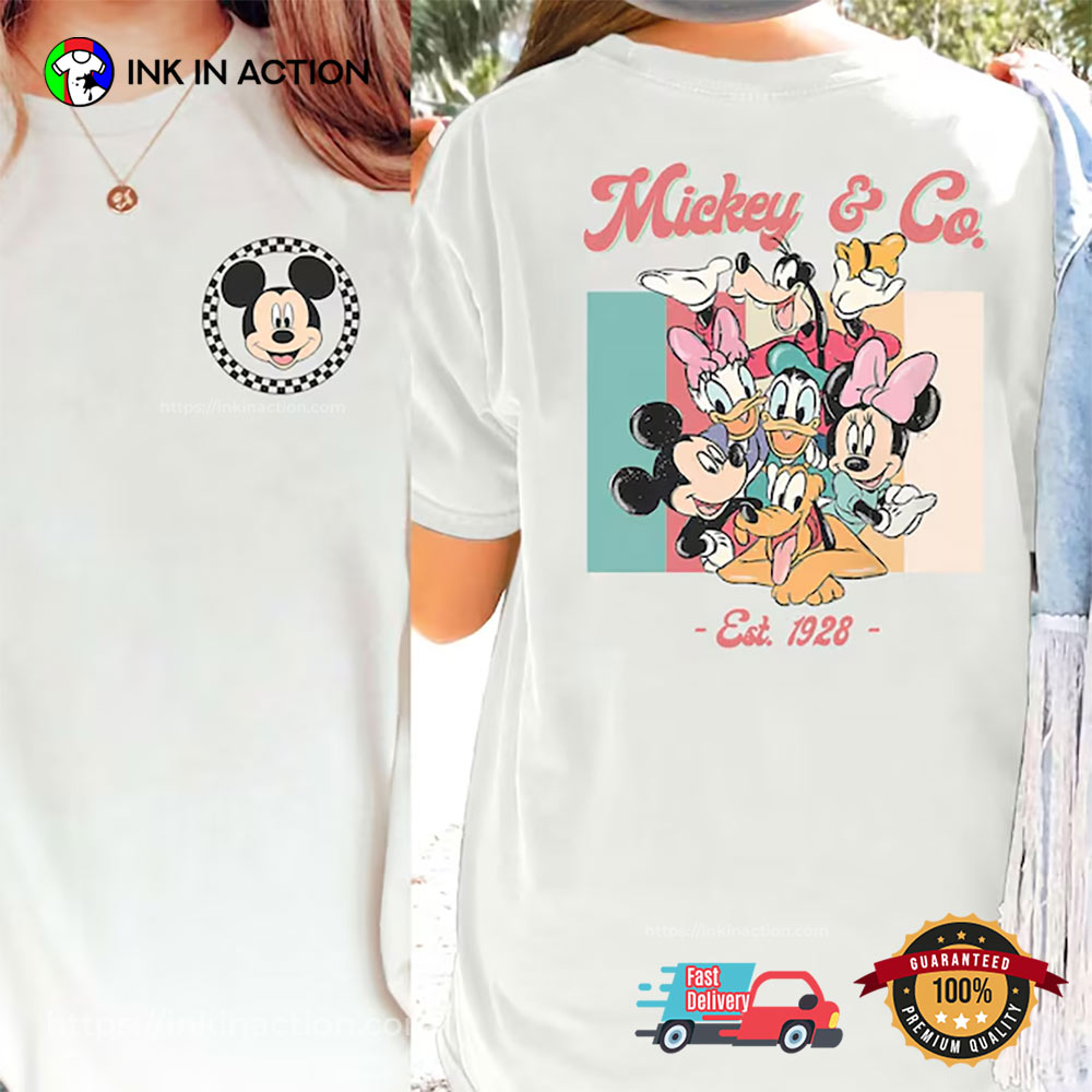 Custom Vintage Mickey And Co Est 1928 Checkered 2 Sided Shirt Custom Vintage Mickey And Co Est 1928 Checkered 2 Sided Shirt