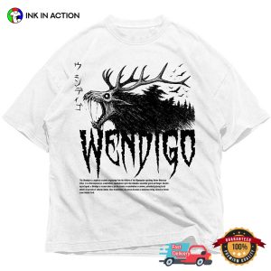 Wendigo Monster Horror Fantasy Japanese T shirt 3