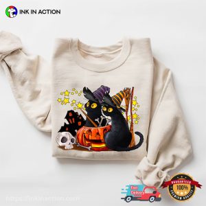 Witch Black Cats Halloween, Gift for Cat Lovers T shirt 3