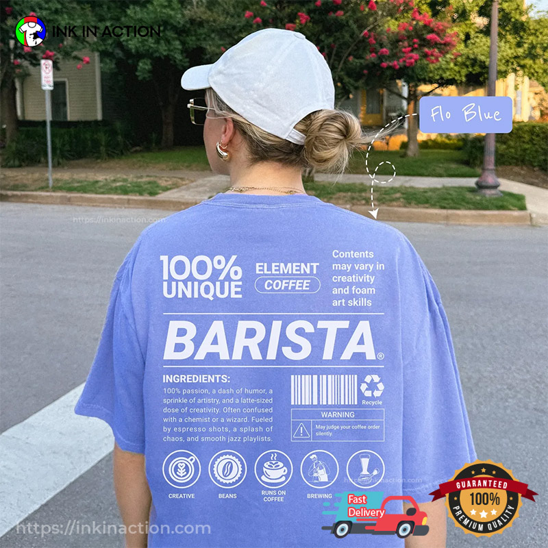 100% Unique Element Coffee Barista Ingredients Comfort Colors Tee