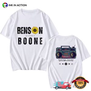 Benson Boone Beautiful Things Music Player 2 sided T shirt 2