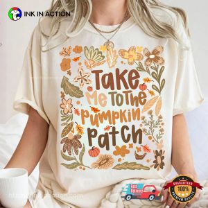 Boho Floral Take Me To The Pumpkin Patch Autumn Pumpkin T-shirt