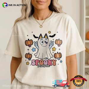 Cartoon Bluey Ghost Spooky Season Comfort Colors T shirt 3