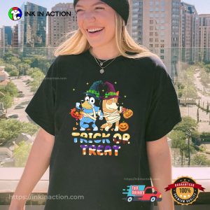 Cartoon Bluey Trick Or Treat T-shirt Cartoon Bluey Trick Or Treat T-shirt