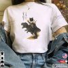 Cheers Samurai Cat Rides A T-rex Retro Japanese Art T-shirt