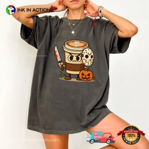 Coffee Cup Killer Funny Halloween Cappuccino Comfort Colors Tee 1