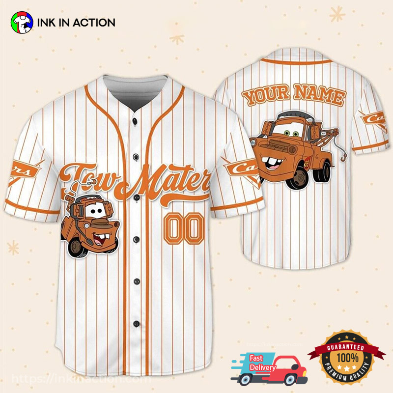 Custom Disney Cars Tow Mater Baseball Jersey Custom Disney Cars Tow Mater Baseball Jersey