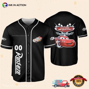 Custom Disney Cars Lightning McQueen Black Baseball Jersey