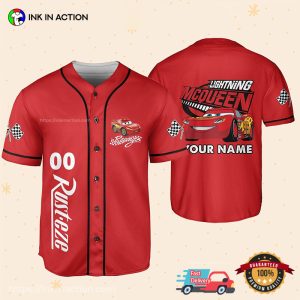 Custom Disney Cars Lightning McQueen Red Baseball Jersey
