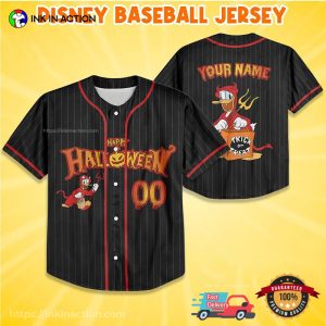 Custom Disney Donald Duck Devil Halloween Party Baseball Jersey