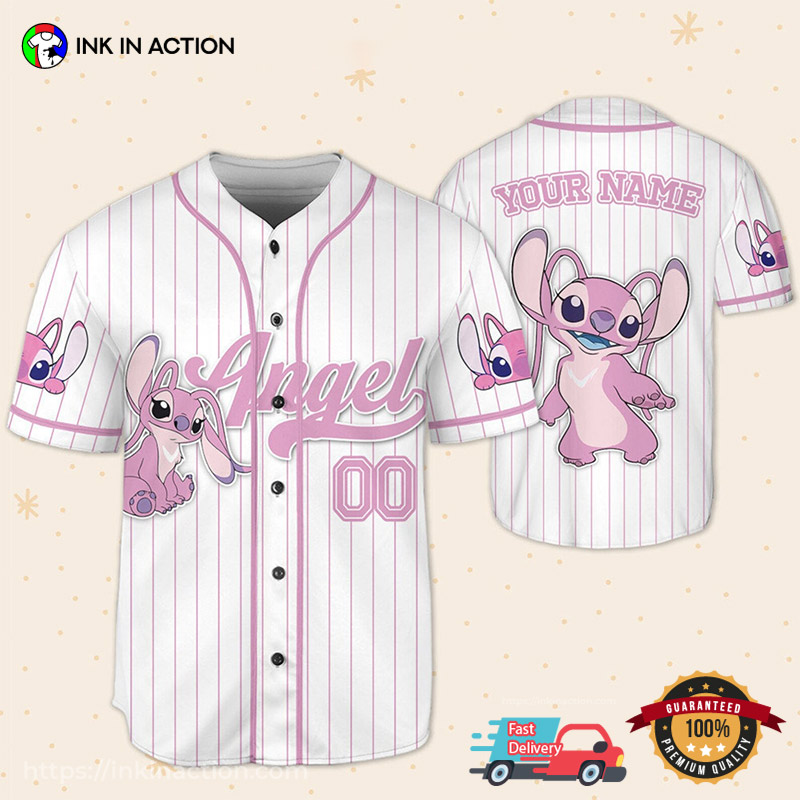 Custom Disney Lilo and Stitch Angel Baseball Jersey Custom Disney Lilo and Stitch Angel Baseball Jersey
