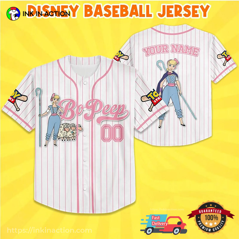 Custom Disney Toy Story Bo Peep Baseball Jersey Custom Disney Toy Story Bo Peep Baseball Jersey