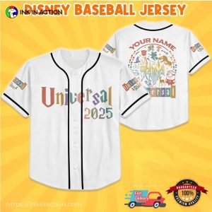 Custom Disney Universal Trip 2025 White Baseball Jersey