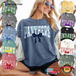 Custom Flower And Bow School Spirit Mascot Comfort Colors T-shirt