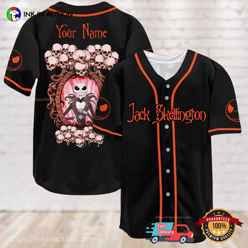 Custom Halloween Jack Skellington Baseball Jersey Custom Halloween Jack Skellington Baseball Jersey