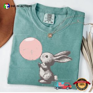 Cute Bunny And Bubblegum Comfort Colors Shirt 3