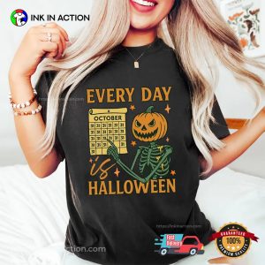 Every Day Is Halloween Pumpkin Skeleton Comfort Colors Tee