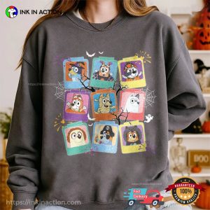 Halloween Bluey And Friends Retro Comfort Colors Tee Halloween Bluey And Friends Retro Comfort Colors Tee