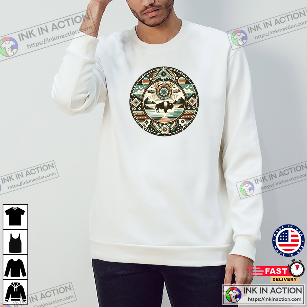 Indigenous Art buffalo And Sun Native American Shirt Indigenous Art buffalo And Sun Native American Shirt