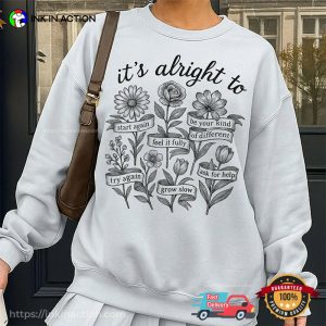 It’s Alright To Boho Floral Mental Health T-shirt