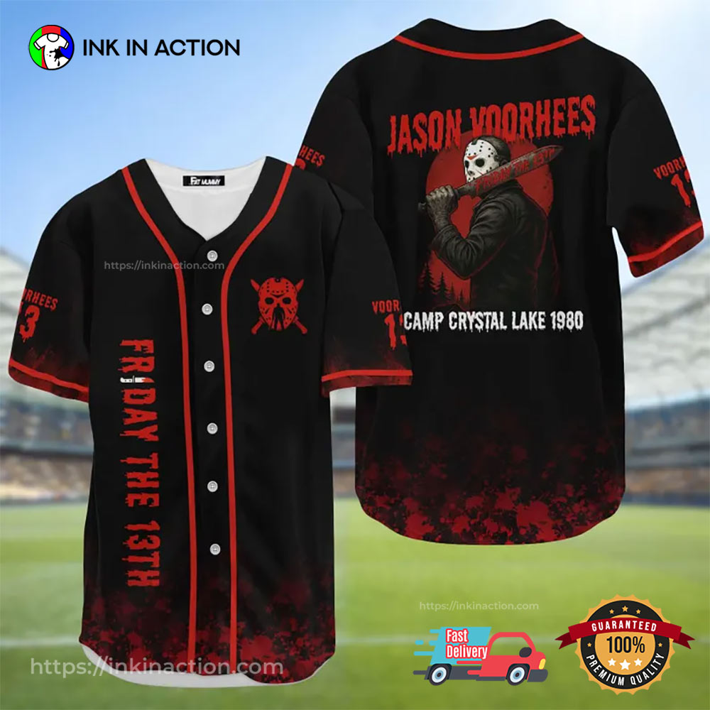 Jason Voorhees Friday The 13th Horror Killer Baseball Jersey Jason Voorhees Friday The 13th Horror Killer Baseball Jersey