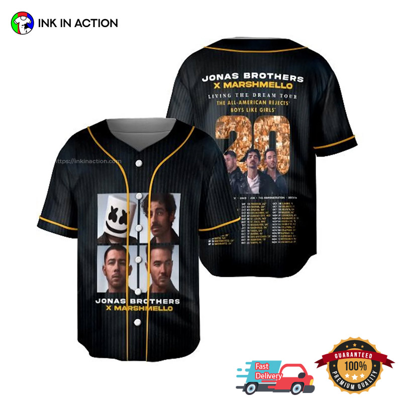 Jonas Brothers X Marshmello Tour 2025 Dates Baseball Jersey Jonas Brothers X Marshmello Tour 2025 Dates Baseball Jersey
