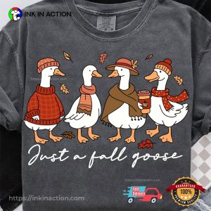 Just A Fall Gose Cute Autumn Animal Comfort Colors Tee