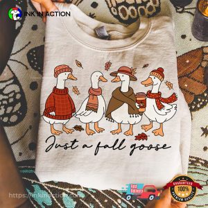 Just A Fall Gose Cute Autumn Animal Comfort Colors Tee 3