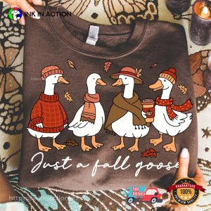 Just A Fall Gose Cute Autumn Animal Comfort Colors Tee 4