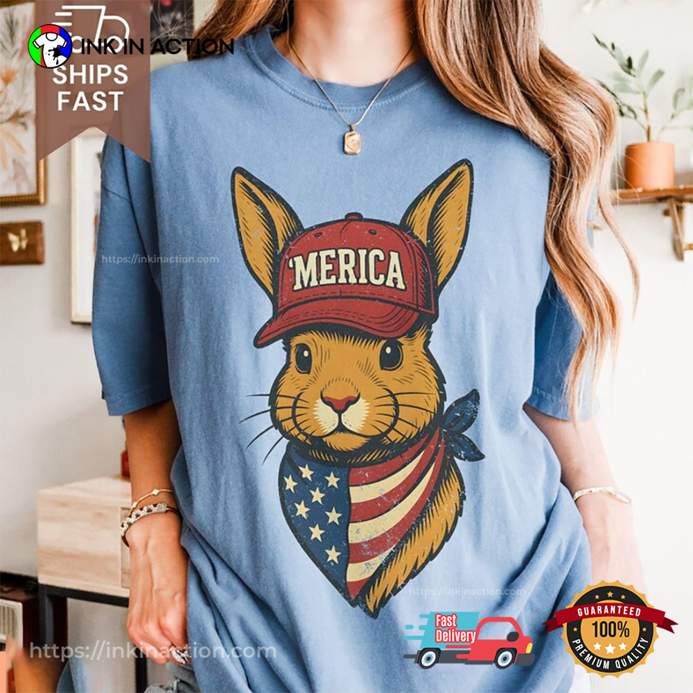 Merica Patriotic Bunny Comfort Colors Shirt