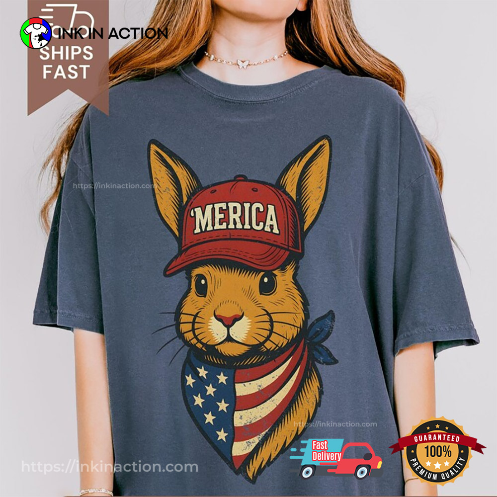 Merica Patriotic Bunny Comfort Colors Shirt